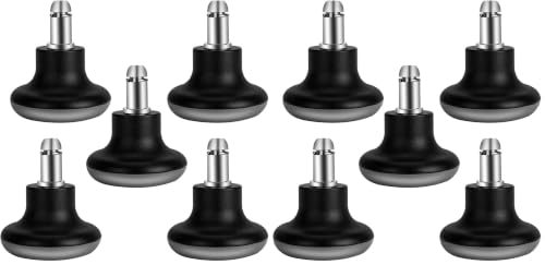 Bell Glides Replacement Office Chair Feet Swivel Caster Wheels to Fixed Stationary Castors, Short Profile with Separate Self Adhesive Felt Pads Black 5pcs (Pack of 2) - size: 11mm x 22mm (Pack of 2)