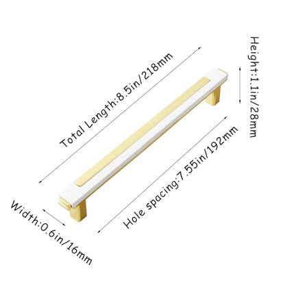 10 Pack White Gold Cabinet Pulls & Handles, 7.55 in Hole Center - color: White Gold, size: 8.5in/218mm