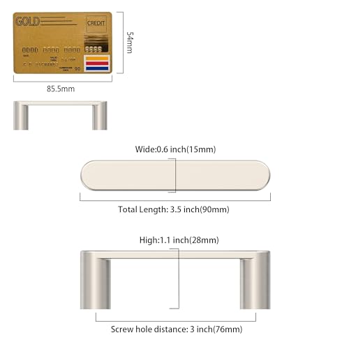 Amerdeco 10 Pack ZH0005BSN Brushed Satin Nickel Cabinet Pulls 3" - color: Brushed Satin Nickel, size: 3" hole center