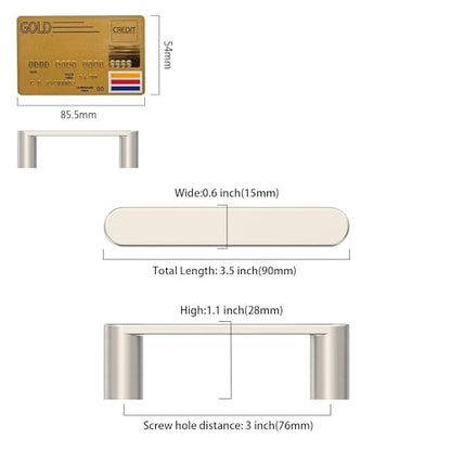 Amerdeco 10 Pack ZH0005BSN Brushed Satin Nickel Cabinet Pulls 3" - color: Brushed Satin Nickel, size: 3" hole center