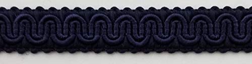 1/2" Scroll Braid Gimp with Backing - 10 Continuous Yards - Dark Navy - color: Dark Navy