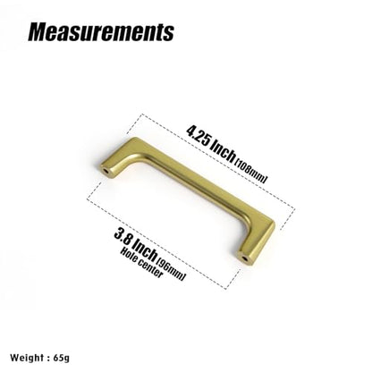 Goo-Ki Brushed Gold Cabinet Pulls with 3.8'' Hole Centers, Modern Style Zinc Alloy Cabinet Handles for Dresser,Wardrobe,Cupboard- 6 Pack - color: Brushed Gold, size: 3.8'' Hole Centers