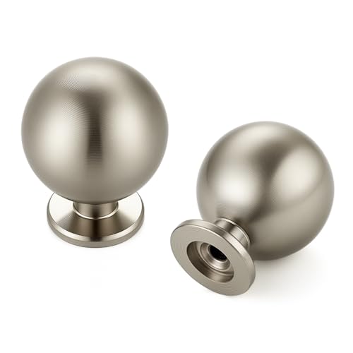 Brushed Nickel Cabinet Knobs 12 Pack Round Ball Drawers Knobs, 1" Diameter - color: Brushed Nickel