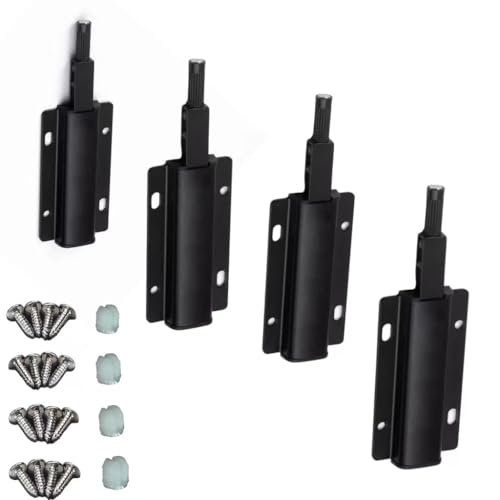 4-Pcs Magnetic Push-to-Open Cabinet Latches, Black - color: Black-4pcs
