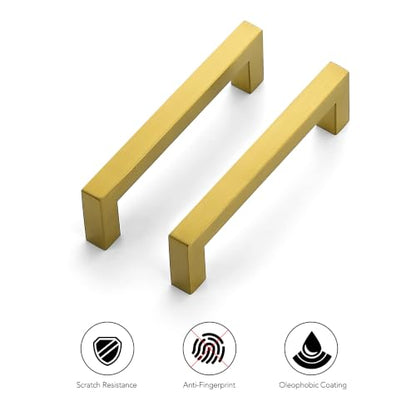 Ravinte Gold Square Pulls Cabinet Handles,4-1/2 Inch,30 Pack - color: Brushed Brass, size: 4-1/2 Inch Hole Center