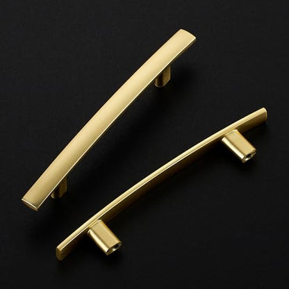 30 Pack Brushed Brass Cabinet Handles, 3.75" Hole Center Curved Pulls - color: Brushed Brass, size: 3.75" Hole Center