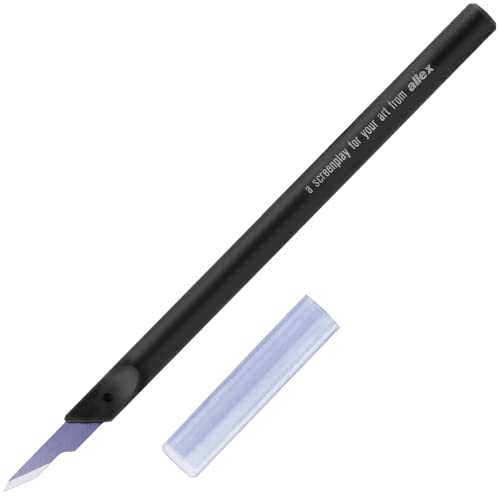 ALLEX Japanese Exacto Craft Knife with Cap Cover [0.3" Precision Blade] - Hobby Knife for Crafting, Art, Model Kit - Sharp Japanese Stainless Steel & Heavy Duty Fixed Blade - Made in Japan - color: Precision Blade