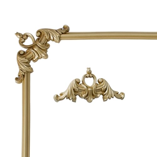 2 PCS Carved Appliques Onlays, Champagne Gold PVC Corners Applique Flower Carvings Decals for Mirrors Cabinets Walls Doors Chests Dressers Night Stand DIY Artwork Project - color: Champagne Gold Corner