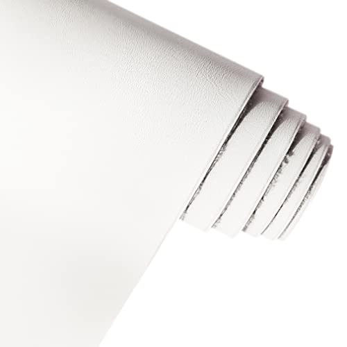 XHT Smooth White Faux Leather Roll 11.8"x53" Soft Plain Synthetic Upholstery Crafts Fabric for DIY Leather Furniture Chair Tray Mat - color: White