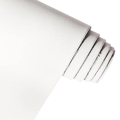 XHT Smooth White Faux Leather Roll 11.8"x53" Soft Plain Synthetic Upholstery Crafts Fabric for DIY Leather Furniture Chair Tray Mat - color: White