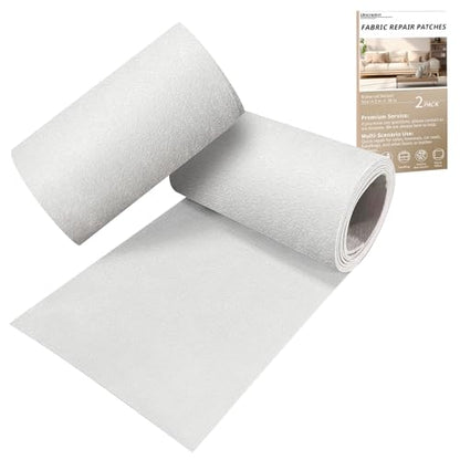 Velvet Couch Repair Patch Self Adhesive, Large Fabric Patch for Sofa & Furniture, No Sewing Repair Tape for Upholstery, Car Seat & Handbag (4.3" x 30", 2 Pack, White) - color: White