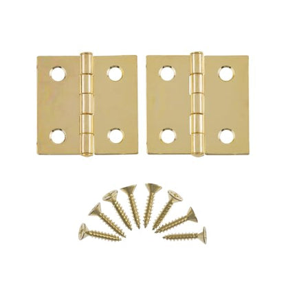 Brass Butt Hinges - 1-1/2" x 1-1/2" - Pack of 2 - Cabinet Door and Box Hinges - BH6-SB (1) - color: Brass