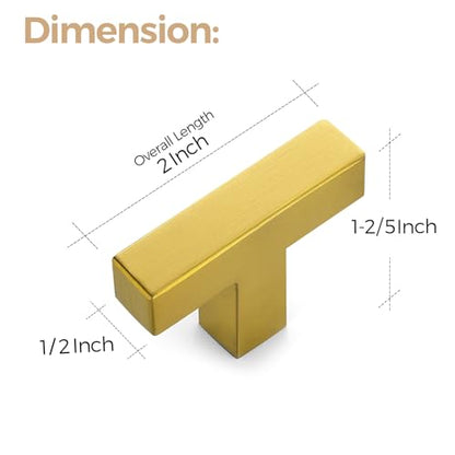 Ravinte Brushed Brass Square Cabinet Handles & Pulls 2 Inch Length 30 Pack - color: Brushed Gold