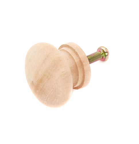 10-Pack 1 Inch Round Wood Unfinished Dresser Drawer Pulls Handles Knobs for Cabinet Cupborad