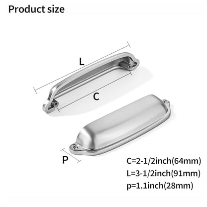khtumeware 10 Pack Brushed Nickel Cup Pulls 2-1/2 Inch Center to Center - Cabinet & Drawer Handles for Kitchen Hardware - color: Brushed Nickel, size: 2-1/2"(64mm) Hole Center