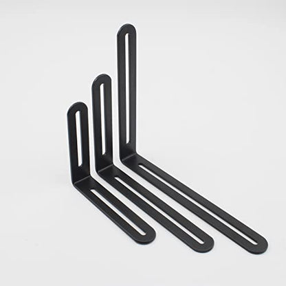 4 PCS Adjustable L-Shape Corner Brace, ULIFESTAR Heavy Duty Thicken Stainless Steel Joint Right Angle Brackets L Slotted Support Shelf Bracket for PC Case,Fixing Furniture-120x165x3mm/4.72x6.5x0.12'' - size: Black 4.72 x 6.5 x 0.12 inches