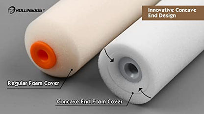 ROLLINGDOG 5PCS 2 inch Mini Foam Paint Roller Covers Set Concave End Design - color: 5pc 2" Paint Roller Set