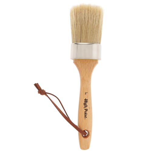 Large 2-in-1 Round Chalk & Wax Finishing Brush All Natural Hog Bristles Ergonomic Handle Stencil & Pouncer Paintbrush for DIY Furniture, Hobby Paint, Faux & Wax Finishing, Stenciling [2" x 2.36"] - size: Single Pack