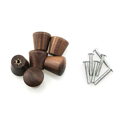 TAODAN 6pcs Natural Wood Cabinet Knob Nut-Brown Wooden Furniture Knobs 0.86x0.86 Cabinet Pull Handle Drawer Cupboard Knobs