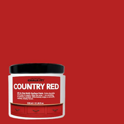 CHALK IT! All-in-One Multi-Surface Chalk Paint for Furniture & Cabinets - No Sanding, No Primer, Built-In Top Coat Water-Based, Low-Odor, Fast-Drying, Matte Finish (Country Red) - color: Country Red