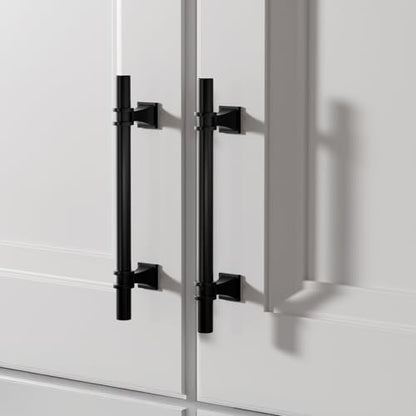 homdiy 10 Pack 5 Inch Black Cabinet Handles, Black Cabinet Pulls, Drawers Pulls for Kitchen Cabinets, Durable Modern Dresser Pull with Matte Finish, Zinc Alloy Kitchen Cabinet Hardware - color: Black, size: 5in(128mm) hole centers
