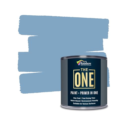 THE ONE All-In-One Paint & Primer - Light Blue Satin, 8.5 Fl Oz/250ml | 1 Coat Formula | Easy Indoor & Outdoor Decorating for Home & Garden Walls, Floors & Furniture | Water-Based & Low VOC - color: Light Blue, size: 8.5 Fl Oz (Pack of 1)