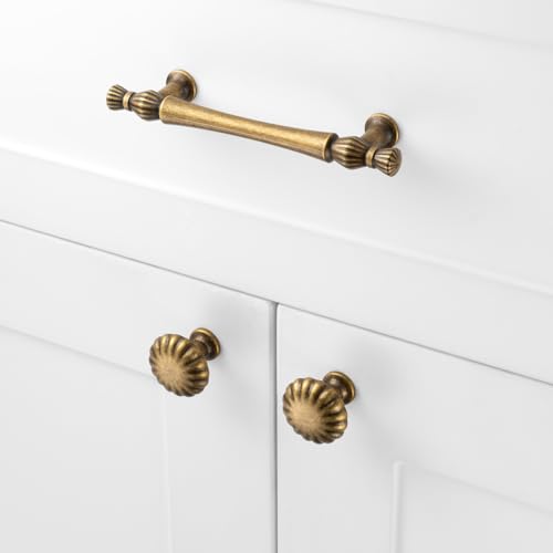 Round Antique Brass Cabinet Knobs 1-1/4 Inch 10 Pack K2408 - color: Antique Brass, size: Knob A-10 Pcs