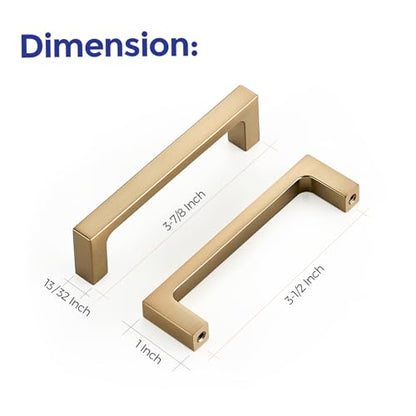 Ravinte Champagne Bronze Kitchen Square Cabinet Handles 3-1/2 Inch 10 Pack - size: 3-1/2 Inch Hole