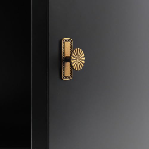 Goo-Ki 1.5'(38mm) Dia Antique Brass Cabinet Knob with Gilded Beaded Border Backplate, Zinc Alloy Flower Design Drawer Knobs,Retro Style,6 Pack - color: Antique Brass, size: 1.5'' Dia Knob With Beaded Backplate
