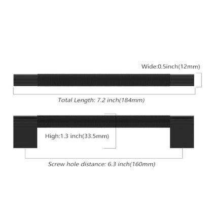 Asidrama 10 Pack 6.3 inch Matte Black Knurled Cabinet Handles - color: Matte Black, size: 6.3" Hole Center(160mm)