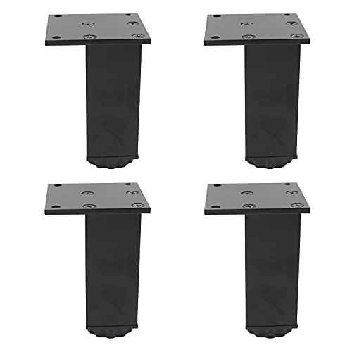 4 Pack Adjustable Furniture Legs, 100mm/4'' Black Aluminum Alloy Support Feet Heavy Duty Replacement Legs for Sofa Bed Desk TV Cabinet Couch Coffee Table Sideboards Cupboard Dresser - color: Black, size: 100mm/4''