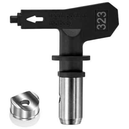 M METERXITY 1-Set Airless Paint Sprayer Tips, Tungsten Steel Reversible Spray Tips with 1 Pad for Homes/Buildings/Garden/Decks/Fences [Black, 323] - size: 323