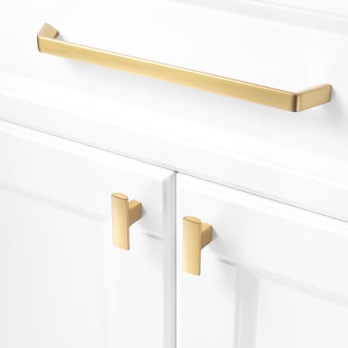 KOOFIZO 1 Pack 8-4/5 Inch Brushed Gold Cabinet Pulls Gold Cabinet Handles Hardware for Kitchen Cabinets Drawers P21 Bedroom Dresser Bathroom Vanity Cupboard - color: Brushed Gold, size: 8-4/5" CC - 1Pcs
