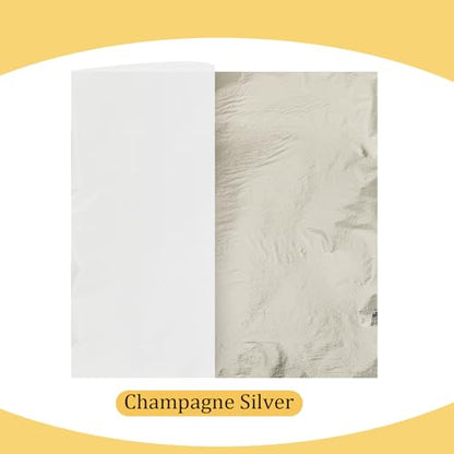 Cunhill 150pcs Silver Leaf Sheets with Gilding Brush,Champagnesilver - color: Champagnesilver