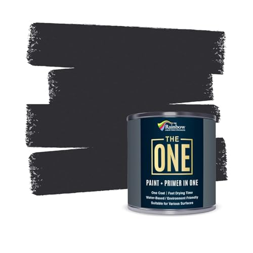 THE ONE All-In-One Paint & Primer - Charcoal Satin, 8.5 Fl Oz/250ml Sample | 1 Coat Formula | Easy Indoor & Outdoor Decorating for Home & Garden Walls, Floors & Furniture | Water-Based & Low VOC - color: Charcoal, size: 8.5 Fl Oz (Pack of 1)
