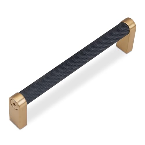10 Pack 6-1/4 Inch(160mm) Black and Champagne Bronze Kitchen Cabinet Handles Knurled Cabinet Pulls Black Drawer Pulls Kitchen Hardware - color: Black And Champagne Bronze, size: 6.3'' Hole Center(160mm)