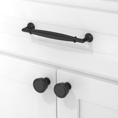 10 Pack Matte Black Cabinet Knobs 1-1/5 Inch(30mm) Single Hole Cabinet Pulls Round Kitchen Cabinet Knobs - color: Matte Black, size: Single Hole Knob