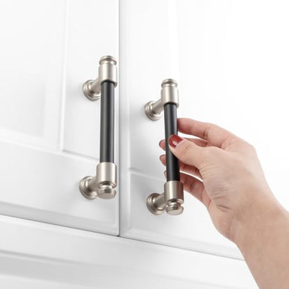 KOOFIZO 10 Pack 3-3/4 in Black & Nickel Cabinet Pulls, Drawer Handles P11 - color: Black + Brushed Nickel, size: 3-3/4" CC