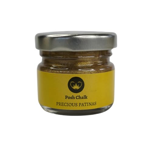 Posh Chalk PCP0302 Precious Aqua Patina - Royal Gold 30ml - Water-Based - Vibrant + Deep Color - Upcycling, Furniture, Wax - Indoor + Outdoor Use - color: Royal Gold