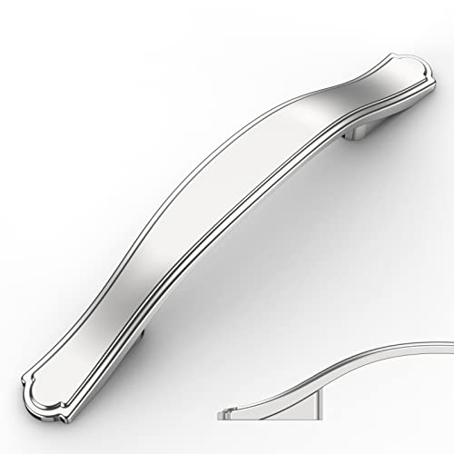 Asidrama 6 Pack 3 Inch(76mm) Polished Chrome Kitchen Cabinet Handles, Cabinet Pulls Kitchen Cabinet Hardware for Cupboard Drawer Pulls - color: Polished Chrome, size: 3" Hole Center, style: Curved-6 Pack