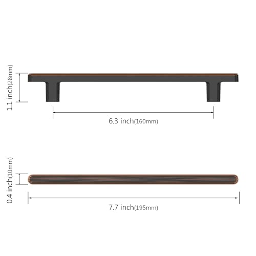 Asidrama 10 Pack 6.3 Inch(160mm) Oil Rubbed Bronze Kitchen Cabinet Handles, Cabinet Pulls Kitchen Cabinet Hardware for Cupboard Drawer Pulls - color: Oil Rubbed Bronze, size: 6.3" Hole Center, style: 10 Pack