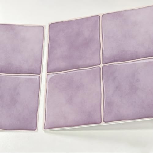 10pcs Peel and Stick Light Purple Backsplash Tiles – 7.87in x 7.87in Self-Adhesive Kitchen Wall Tiles, Bathroom Wall Panels, Modern DIY Stick On Tiles, Home Decor - color: Light purple