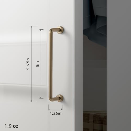 Goo-Ki 6 Pack 5" Center to Center Champagne Bronze Modern Cabinet Pulls Solid Contemporary Home Improvement Hardware Drawer Pulls Zinc Alloy Kitchen Handles - color: Champagne Bronze, size: 5'' Center to Center