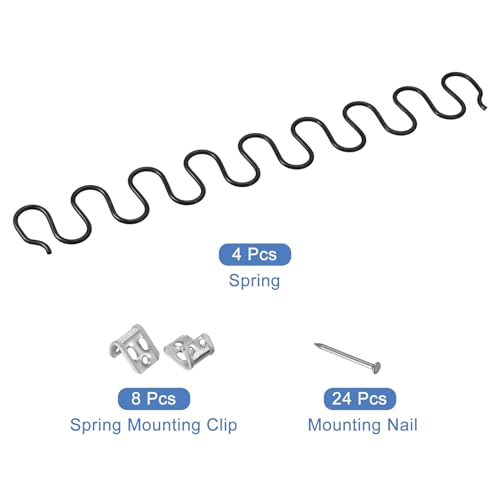 uxcell 15.7 Inch Sofa Spring Replacement with Clips Nails 4 Pack Flat Shape Spring Recliner Parts for Furniture Couch Repair Fixing Chair Sagging Seat, Black - size: 15.7 Inch