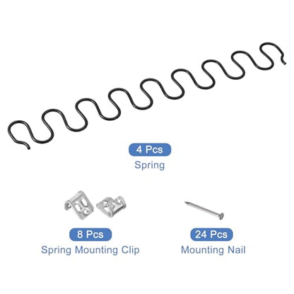 uxcell 15.7 Inch Sofa Spring Replacement with Clips Nails 4 Pack Flat Shape Spring Recliner Parts for Furniture Couch Repair Fixing Chair Sagging Seat, Black - size: 15.7 Inch