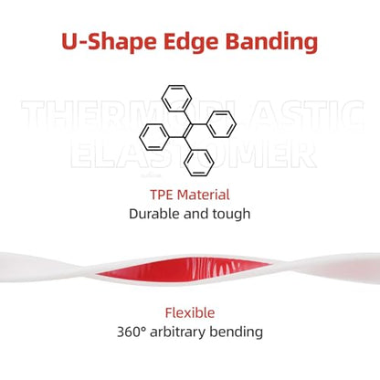 U-Shape Edge Banding, 0.8 inch x 20ft TPE White Veneer Edging Trim - color: White, size: 0.8 in x 20ft