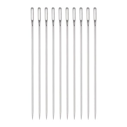 HARFINGTON 10pcs 4.9 Inch Upholstery Needles Large Eye Stitching Needles Stainless Steel Straight Hand Sewing Needles for Home Hand Sewing Leather Tapestry Embroidery Tufting Webbing Carpet - size: 4.9 Inch