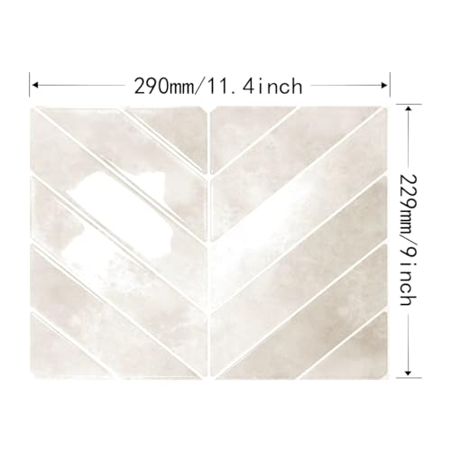 Alwayspon 10 Sheets 9"x11.4" 3D Beige Vinyl Backsplash Tiles, Self-Adhesive Peel and Stick Wall Tile Stickers Stick on Subway Tiles for Kitchen Bathroom Wall - color: Beige