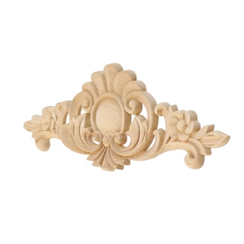 Antrader 4Pcs Unpainted Wood Carved Appliques for Home Decoration,Style 8 - style: Style 8