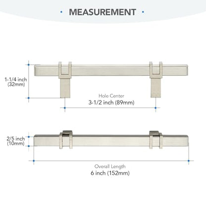 HOME EDIT 25 Pack 3-1/2 inch Brushed Nickel Cabinet Handles, Kitchen Cabinet Handles Drawer Pulls Zinc Alloy Square Bar Kitchen Pulls - color: Brushed Nickel, size: 3-1/2 Inch Hole Center